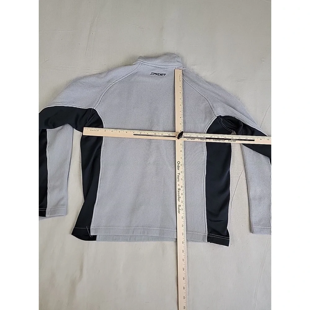 Spyder Core Sweater Pullover Mens Medium Grey Black 1/4 Zip Athletic Mock Neck